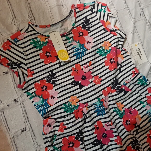 Rumi and Ryder Striped Floral Girls Dress NWT - Picture 8 of 10